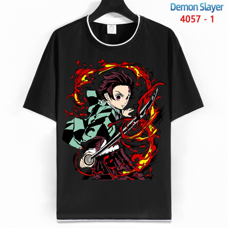 Demon Slayer Kimets Cotton crew neck black and white trim short-sleeved T-shirt from S to 4XL HM-4057-1