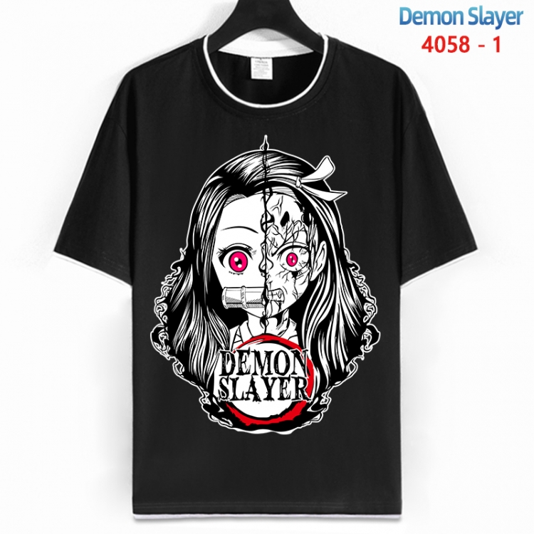 Demon Slayer Kimets Cotton crew neck black and white trim short-sleeved T-shirt from S to 4XL  HM-4058-1
