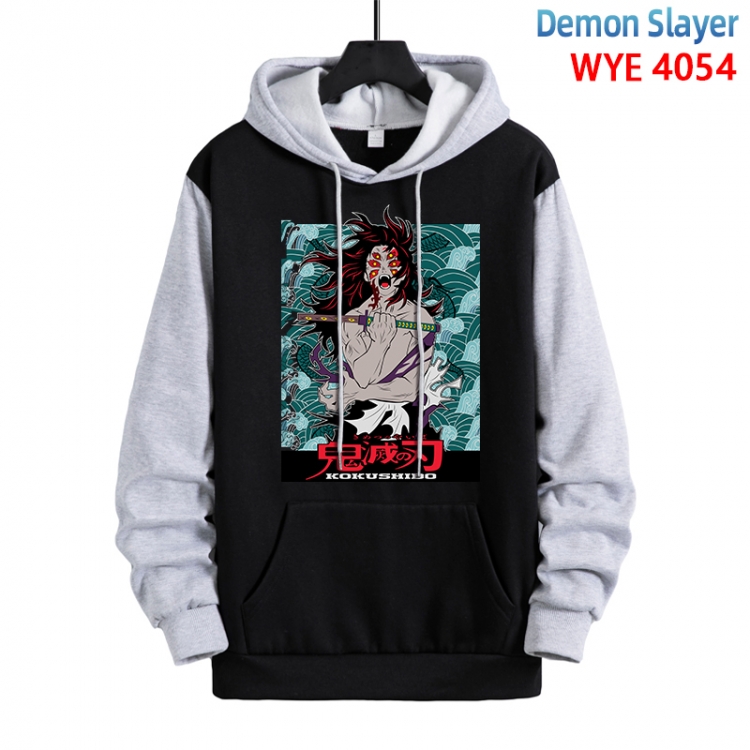 Demon Slayer Kimets Anime black and gray pure cotton hooded patch pocket sweaterfrom XS to 4XL