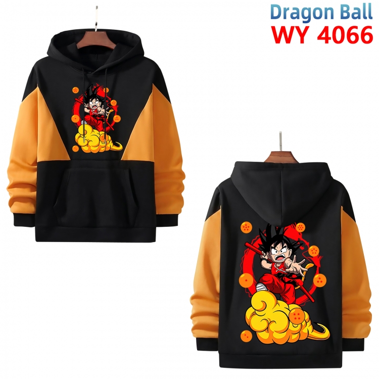 DRAGON BALL Anime black and yellow pure cotton hooded patch pocket sweater from XS to 4XL WY-4066-3