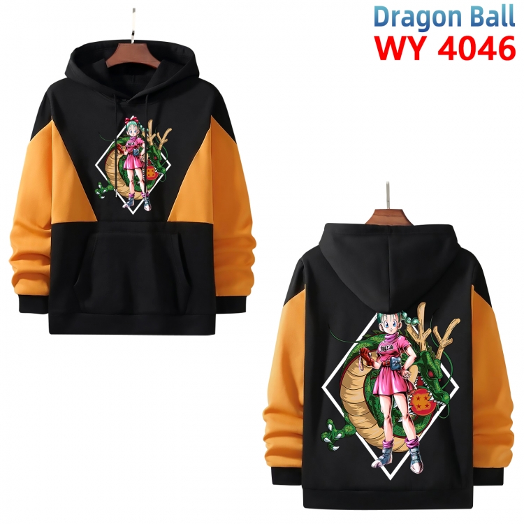 DRAGON BALL Anime black and yellow pure cotton hooded patch pocket sweater from XS to 4XL  WY-4046-3