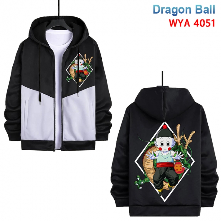 DRAGON BALL Anime black and white contrasting pure cotton zipper patch pocket sweater from S to 3XL WYA-4051