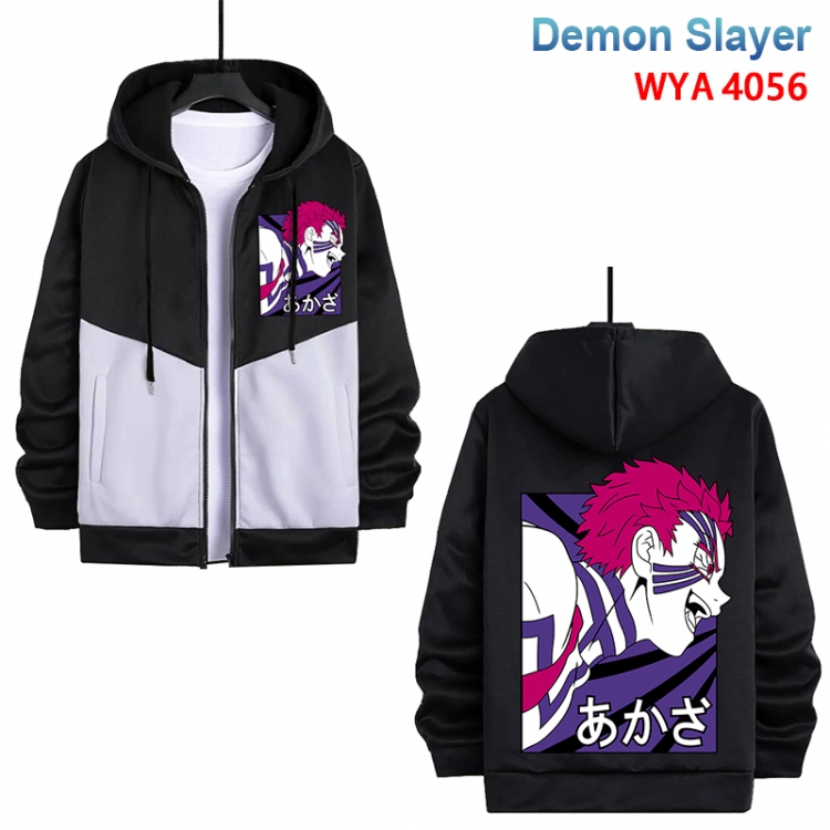 Demon Slayer Kimets Anime black and white contrasting pure cotton zipper patch pocket sweater from S to 3XL WYA-4056