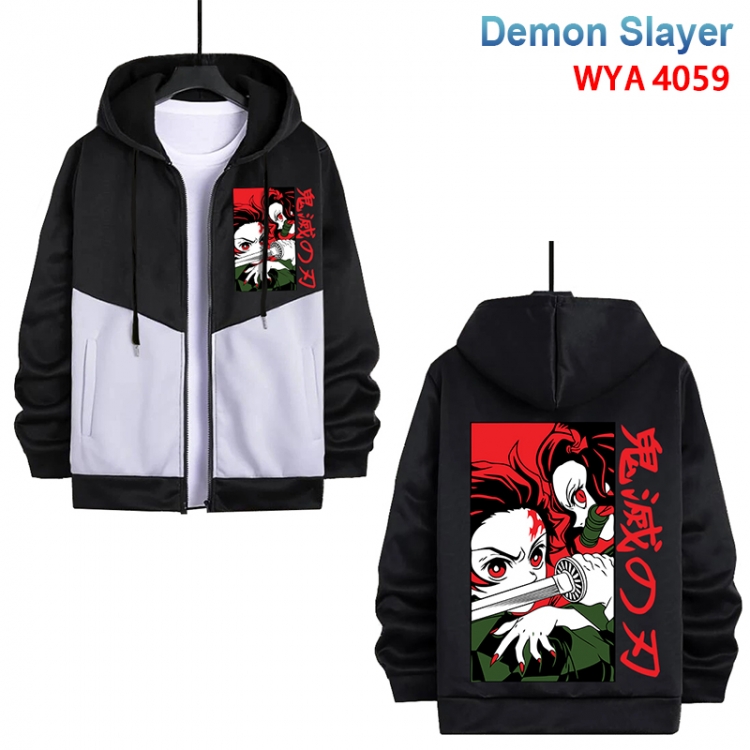 Demon Slayer Kimets Anime black and white contrasting pure cotton zipper patch pocket sweater from S to 3XL  WYA-4059