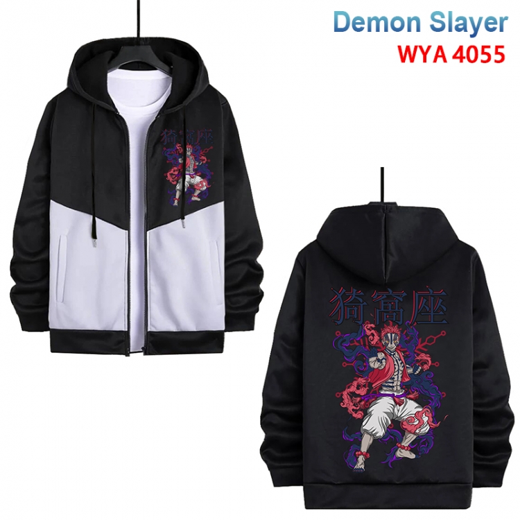 Demon Slayer Kimets Anime black and white contrasting pure cotton zipper patch pocket sweater from S to 3XL WYA-4055