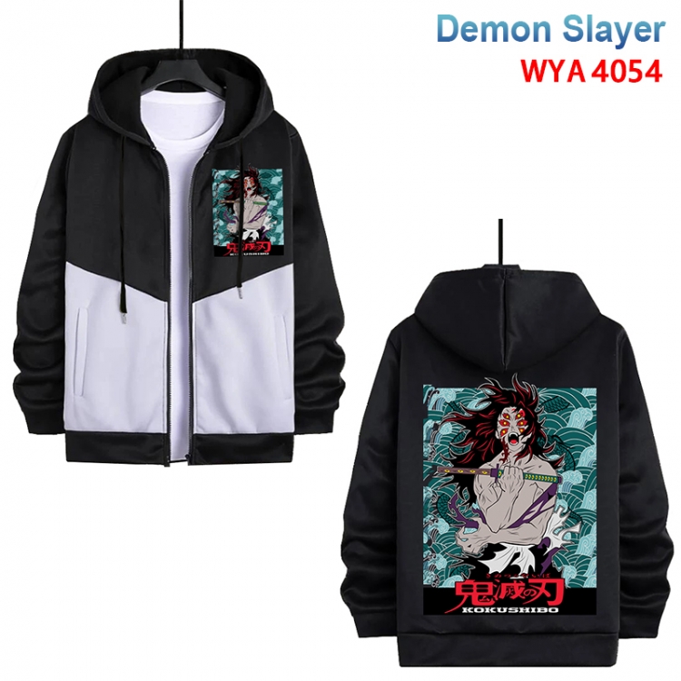 Demon Slayer Kimets Anime black and white contrasting pure cotton zipper patch pocket sweater from S to 3XL WYA-4054