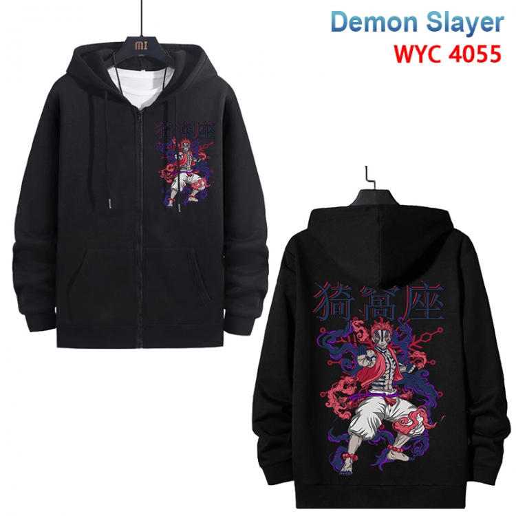 Demon Slayer Kimets Anime black pure cotton zipper patch pocket sweater from S to 3XL WYC-4055-3