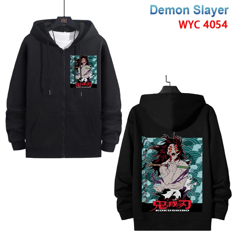 Demon Slayer Kimets Anime black pure cotton zipper patch pocket sweater from S to 3XL  WYC-4054-3
