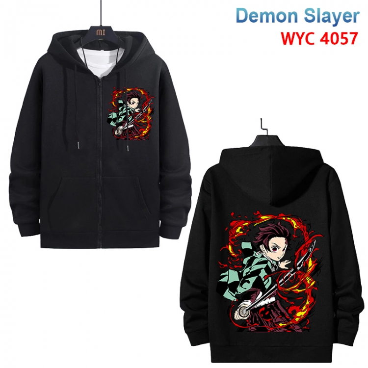 Demon Slayer Kimets Anime black pure cotton zipper patch pocket sweater from S to 3XL WYC-4057-3