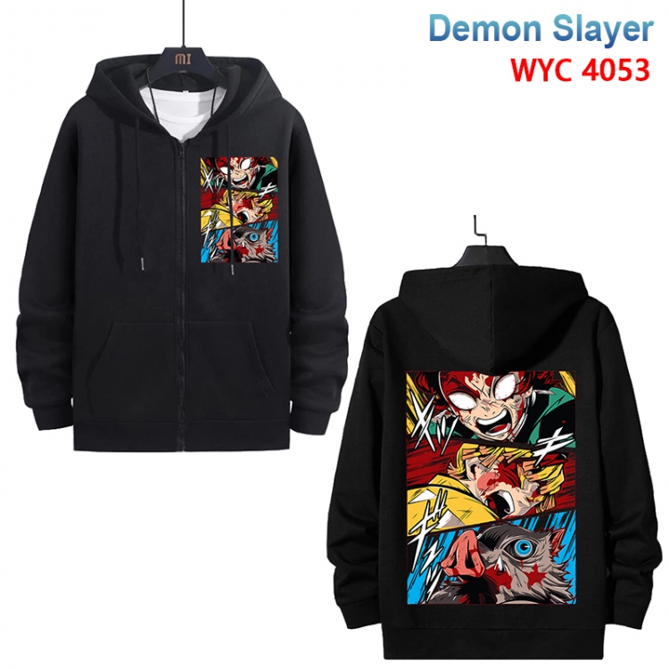 Demon Slayer Kimets Anime black pure cotton zipper patch pocket sweater from S to 3XL  WYC-4053-3