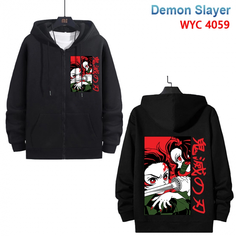 Demon Slayer Kimets Anime black pure cotton zipper patch pocket sweater from S to 3XL WYC-4059-3