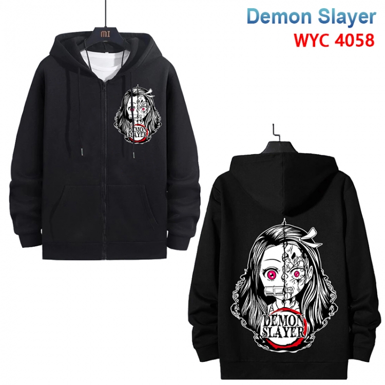 Demon Slayer Kimets Anime black pure cotton zipper patch pocket sweater from S to 3XL  WYC-4058-3