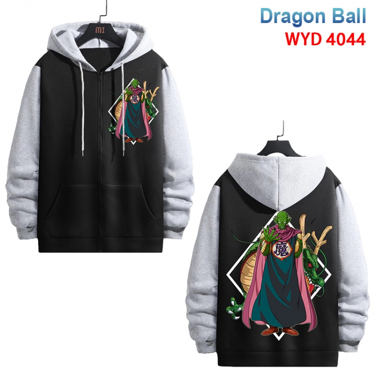 DRAGON BALL Anime black contrast gray pure cotton zipper patch pocket sweater from S to 3XL 