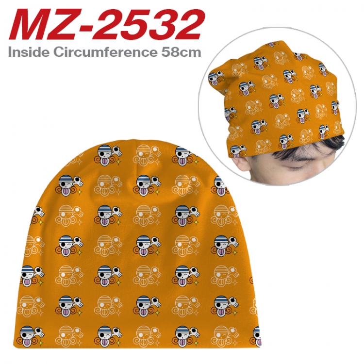 One Piece Anime flannel full color hat cosplay men's and women's knitted hats 58cm 