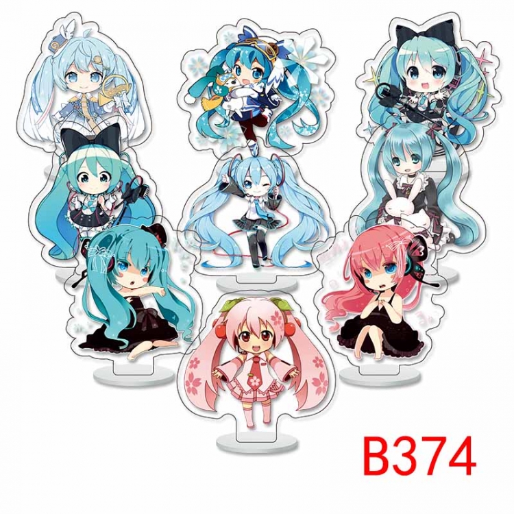 Hatsune Miku Anime Character acrylic Small Standing Plates  Keychain 6cm a set of 9