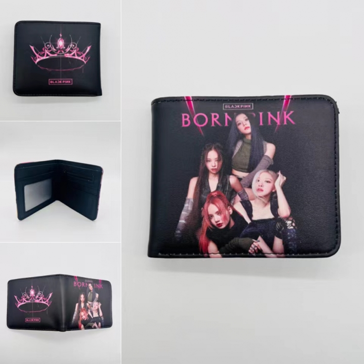 BLACK PINK Full color Two fold short card case wallet 11X9.5CM