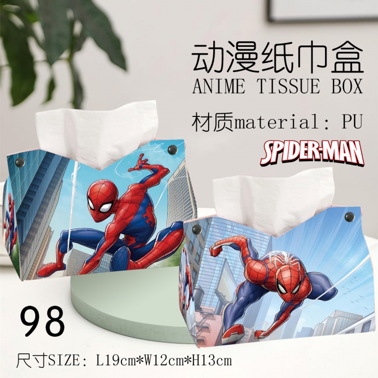 Spiderman Anime peripheral PU tissue box creative storage box 19X12X13cm