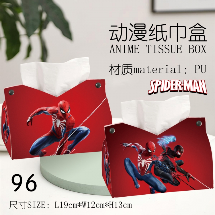 Spiderman Anime peripheral PU tissue box creative storage box 19X12X13cm