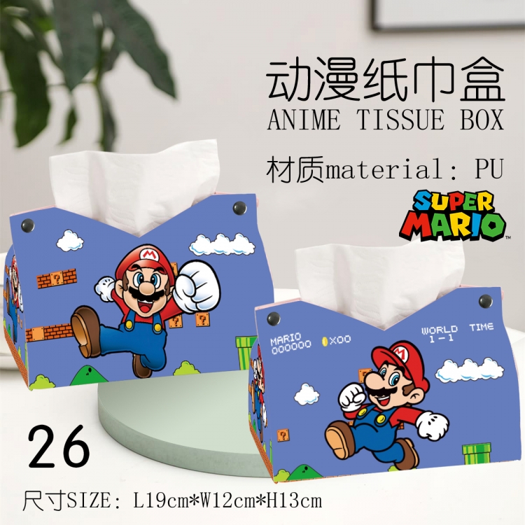 Super Mario Anime peripheral PU tissue box creative storage box 19X12X13cm