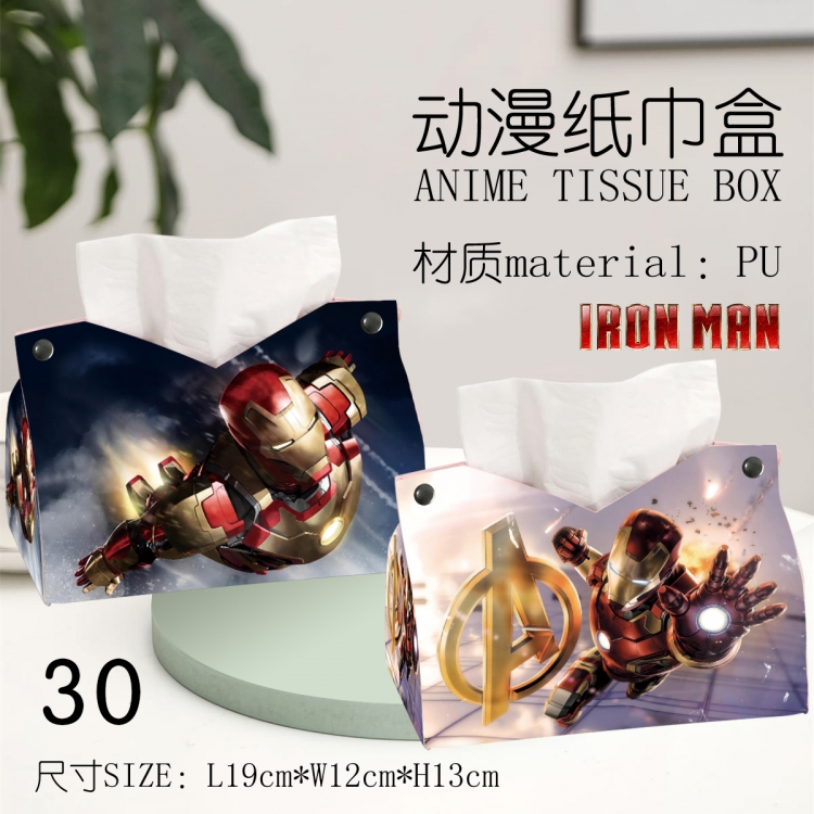 IRON MAN Anime peripheral PU tissue box creative storage box 19X12X13cm
