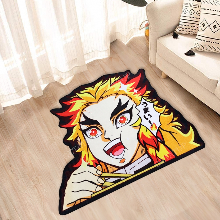 Demon Slayer Kimets Anime Surrounding Belgian Velvet Vacuum Irregular Mat Carpet Floor Mat 90x100CM