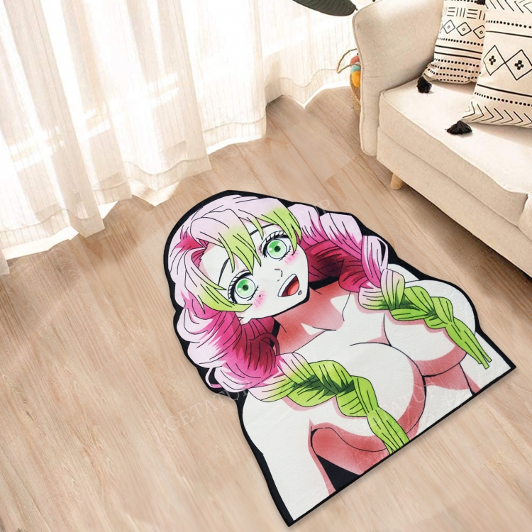 Demon Slayer Kimets Anime Surrounding Belgian Velvet Vacuum Irregular Mat Carpet Floor Mat 90x100CM