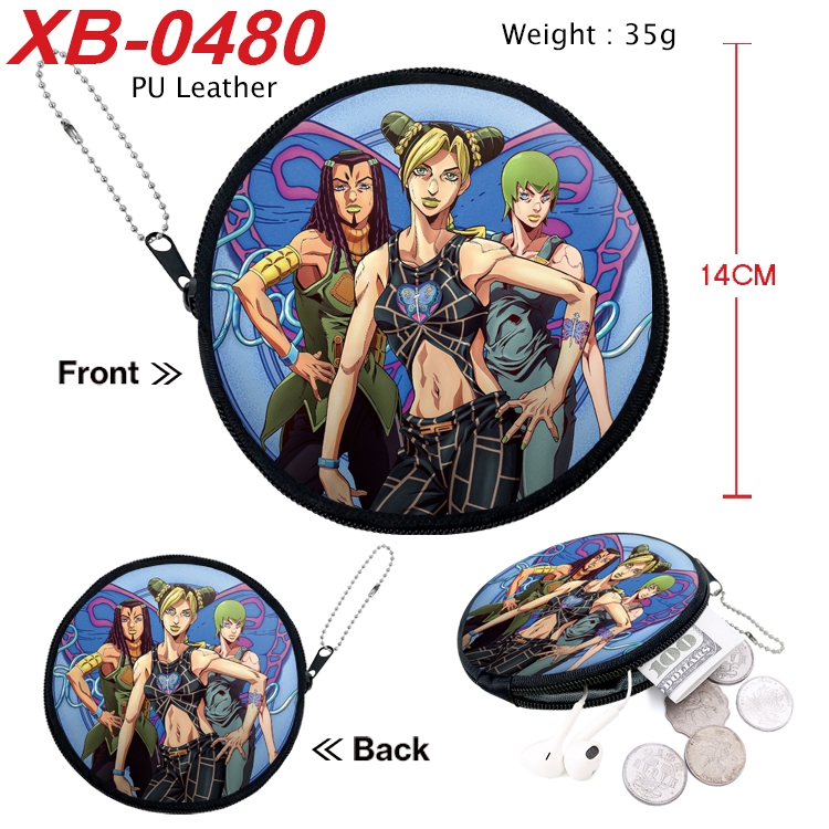 JoJos Bizarre Adventure Anime PU leather material circular zipper zero wallet 14cm