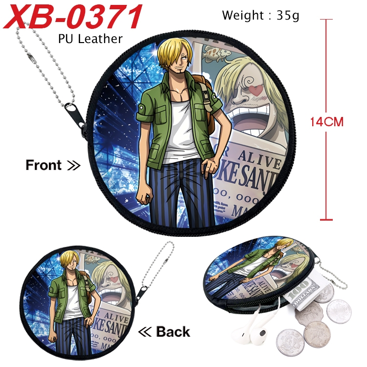 One Piece Anime PU leather material circular zipper zero wallet 14cm