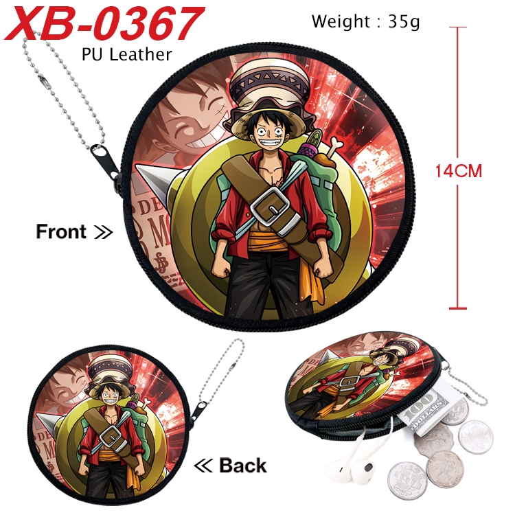 One Piece Anime PU leather material circular zipper zero wallet 14cm