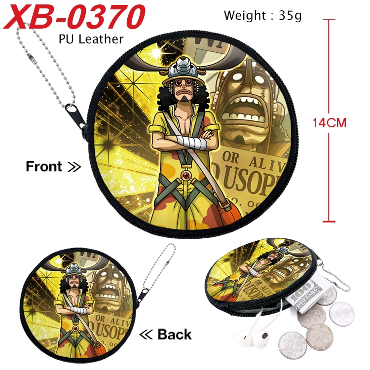 One Piece Anime PU leather material circular zipper zero wallet 14cm