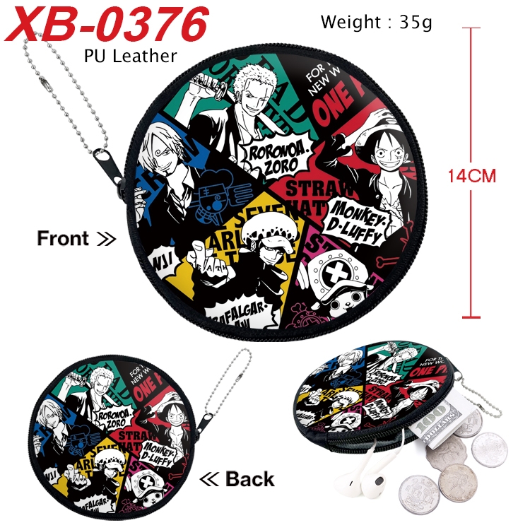 One Piece Anime PU leather material circular zipper zero wallet 14cm