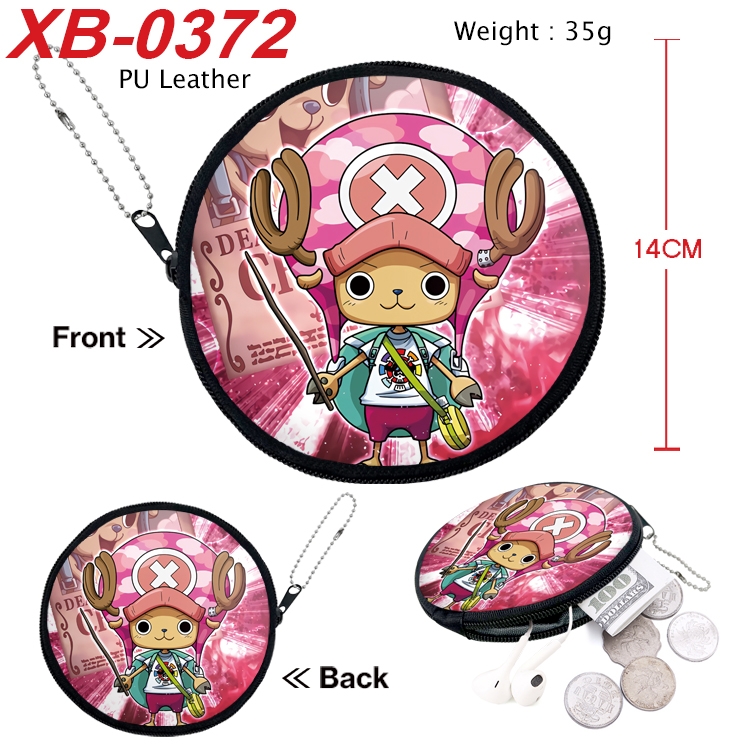 One Piece Anime PU leather material circular zipper zero wallet 14cm