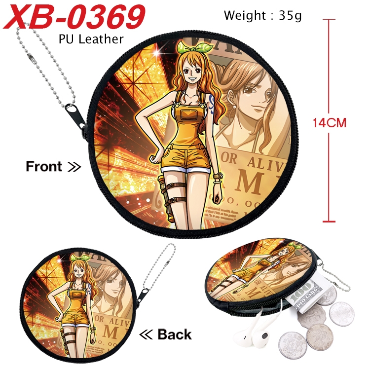 One Piece Anime PU leather material circular zipper zero wallet 14cm