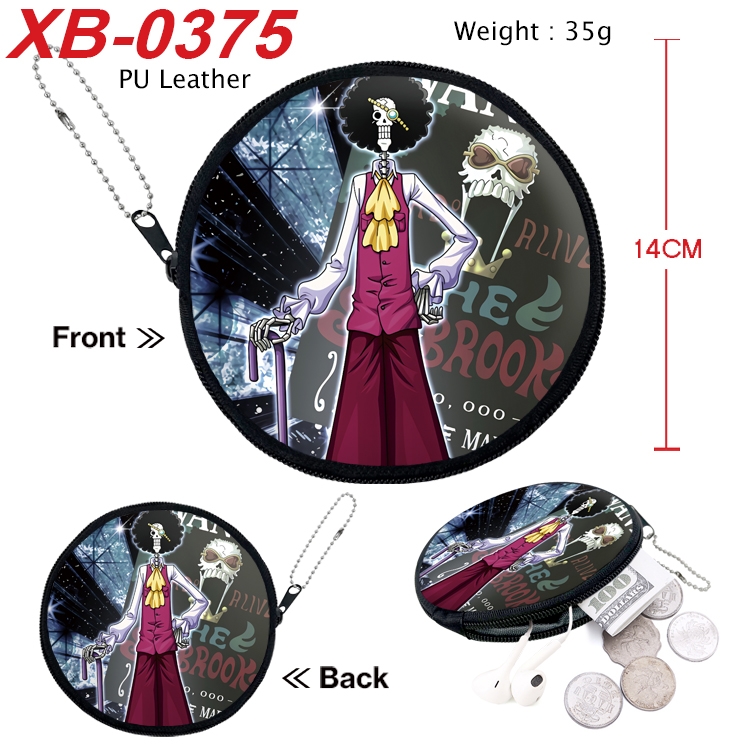One Piece Anime PU leather material circular zipper zero wallet 14cm