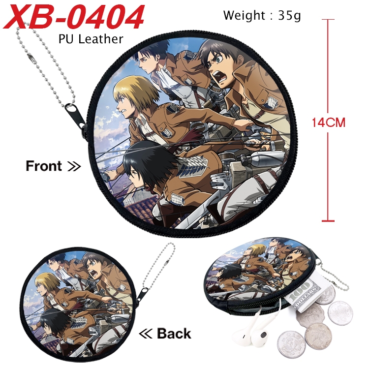 Shingeki no Kyojin Anime PU leather material circular zipper zero wallet 14cm