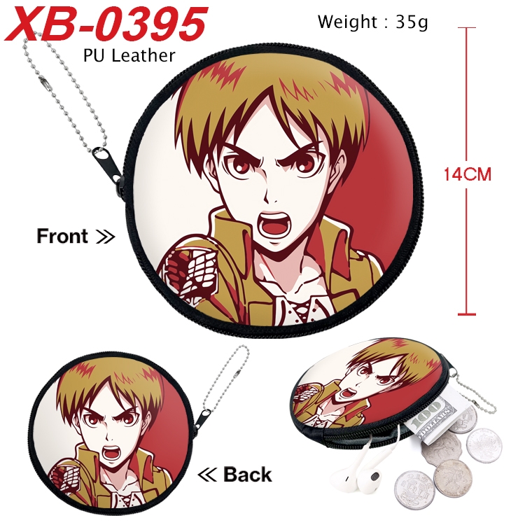 Shingeki no Kyojin Anime PU leather material circular zipper zero wallet 14cm