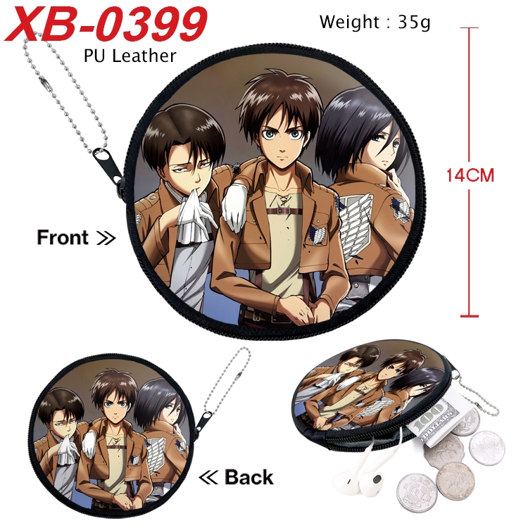 Shingeki no Kyojin Anime PU leather material circular zipper zero wallet 14cm