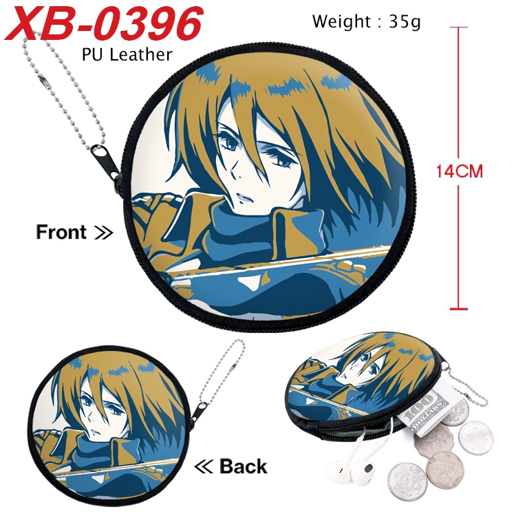 Shingeki no Kyojin Anime PU leather material circular zipper zero wallet 14cm