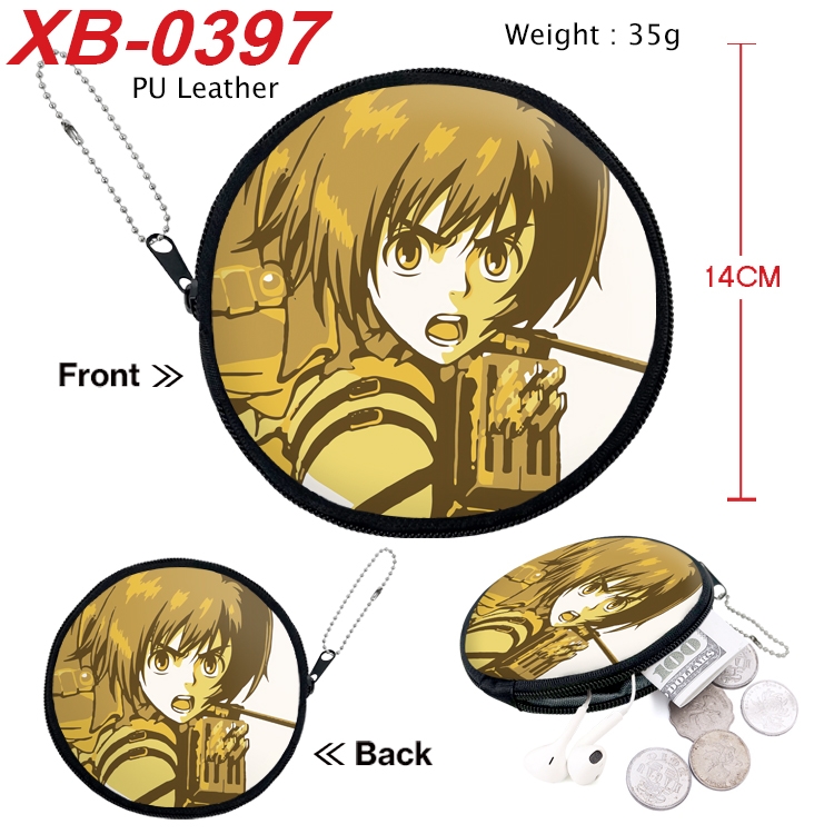 Shingeki no Kyojin Anime PU leather material circular zipper zero wallet 14cm