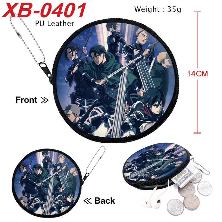 Shingeki no Kyojin Anime PU leather material circular zipper zero wallet 14cm