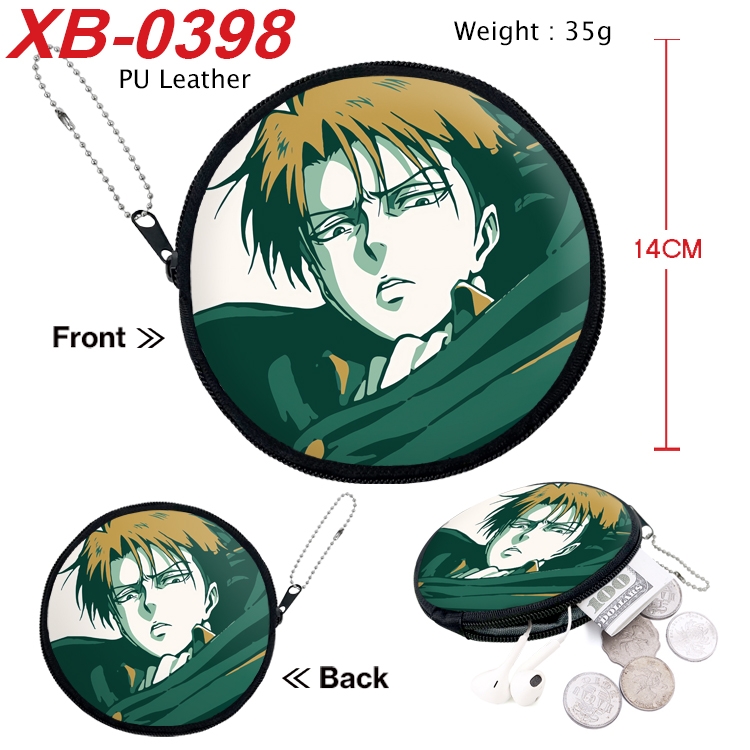 Shingeki no Kyojin Anime PU leather material circular zipper zero wallet 14cm