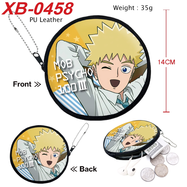 Mob Psycho 100 Anime PU leather material circular zipper zero wallet 14cm