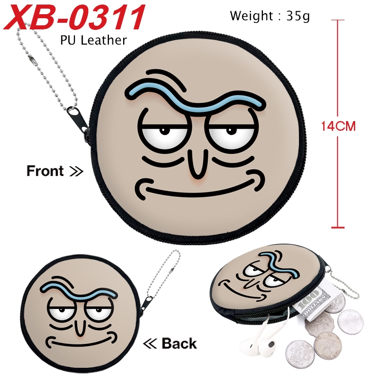 Rick and Morty Anime PU leather material circular zipper zero wallet 14cm