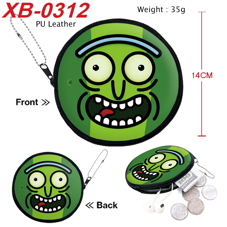 Rick and Morty Anime PU leather material circular zipper zero wallet 14cm