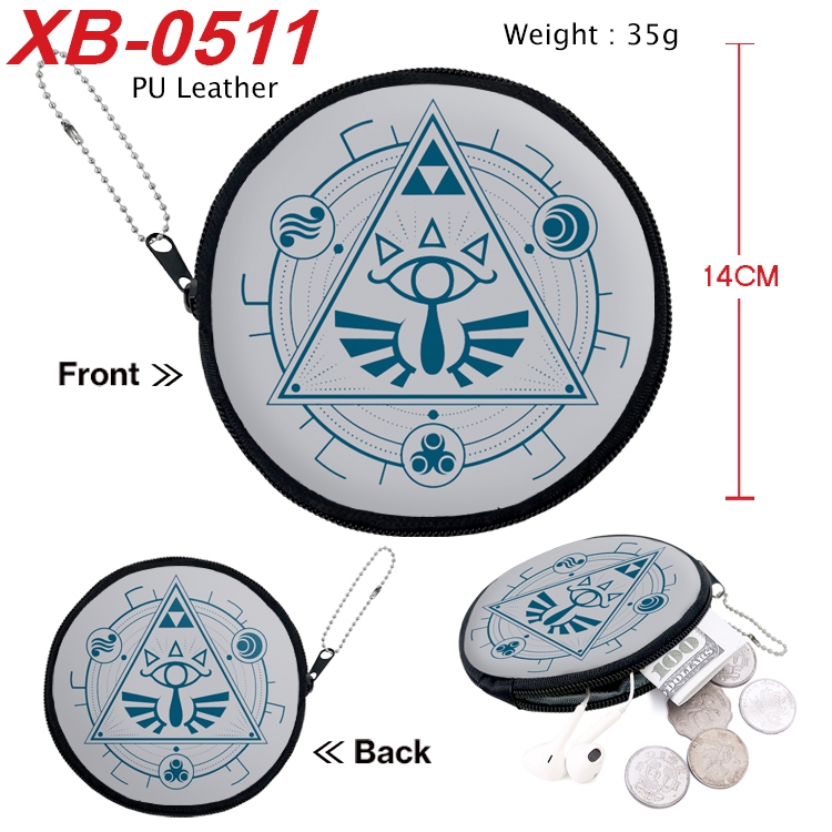 The Legend of Zelda Anime PU leather material circular zipper zero wallet 14cm