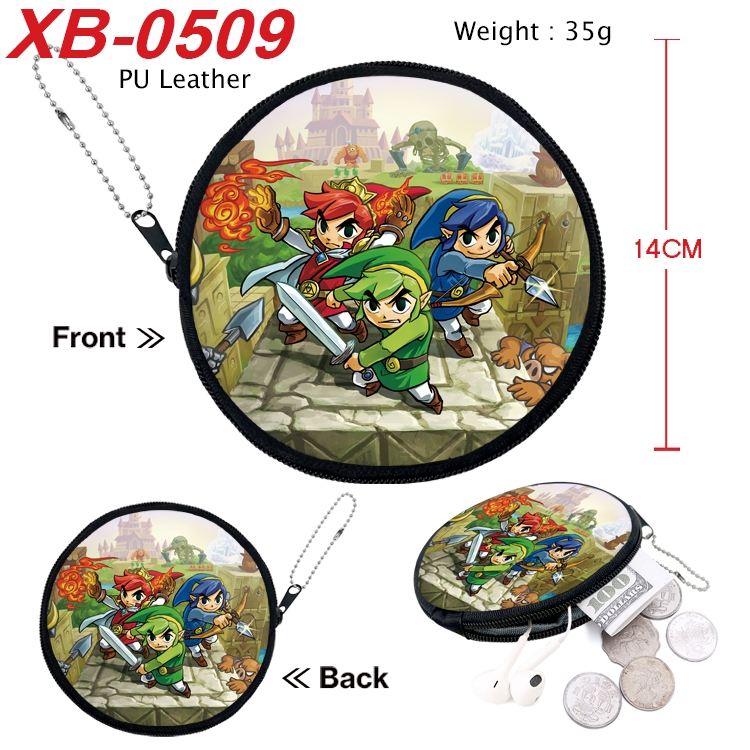 The Legend of Zelda Anime PU leather material circular zipper zero wallet 14cm