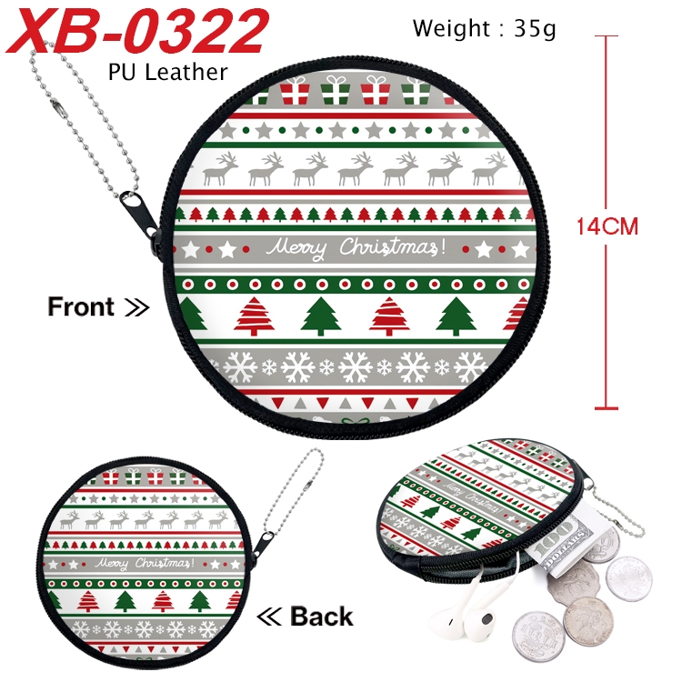 Christmas Anime PU leather material circular zipper zero wallet 14cm