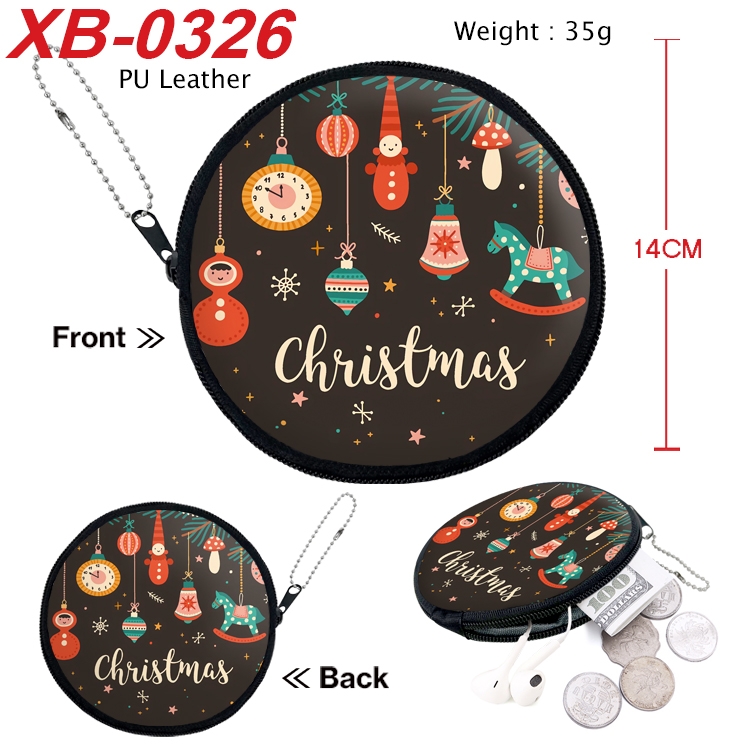 Christmas Anime PU leather material circular zipper zero wallet 14cm