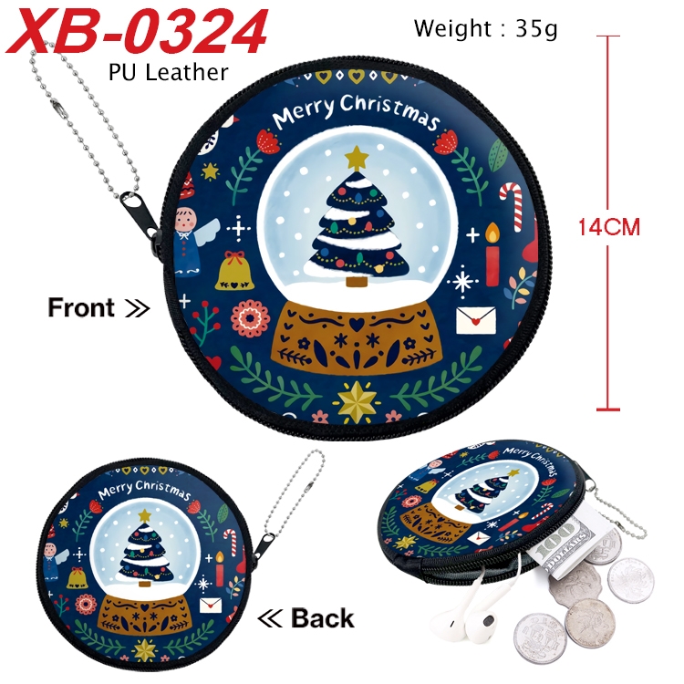 Christmas Anime PU leather material circular zipper zero wallet 14cm