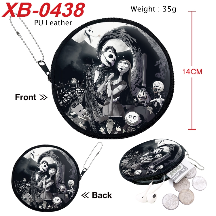 The Nightmare Before Christmas Anime PU leather material circular zipper zero wallet 14cm